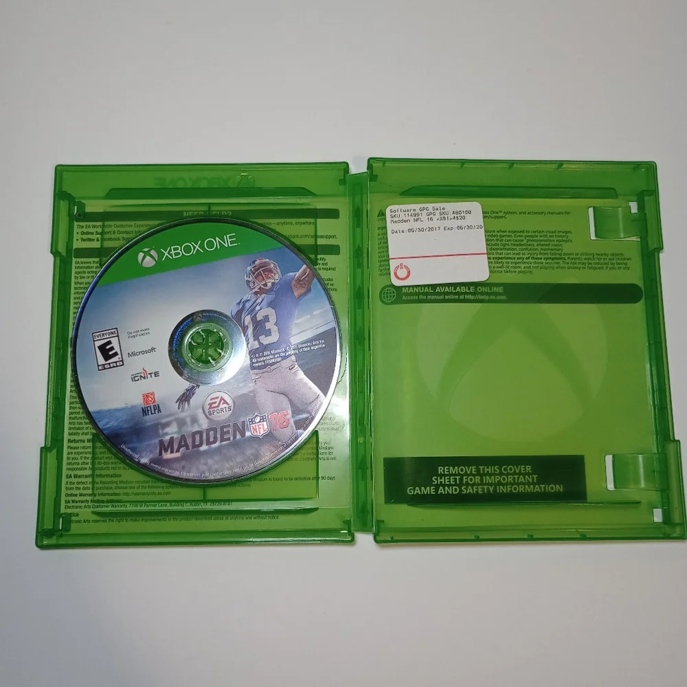 Madden NFL 16 (Microsoft Xbox One, 2015) No Manual Tested Works EUC
